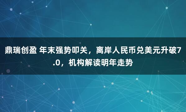 鼎瑞创盈 年末强势叩关,离岸人民币兑美元升破7.0,机构解读明年走势